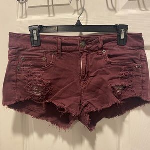 Maroon “American Eagle” stretch jean shorts